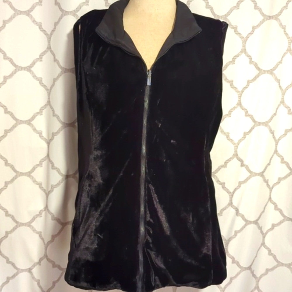Reversible Velour/Nylon Puffer Vest Black XXL